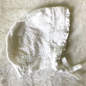 Cat and Jack Eyelet Baby Bonnet 12M